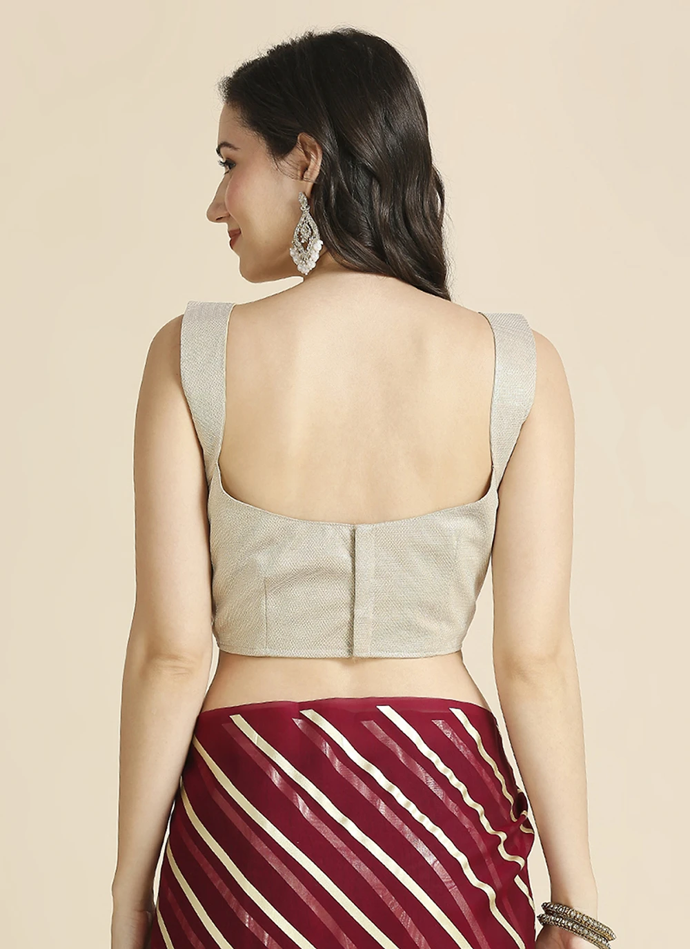 Maroon Color Organza Chiffon Leheriya Print Saree With Blouse — view 8