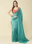 Green Marble Silk Saree With Dupion Blouse Piece