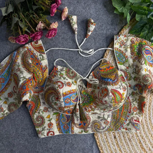 White Color Navratri Style Readymade Blouse