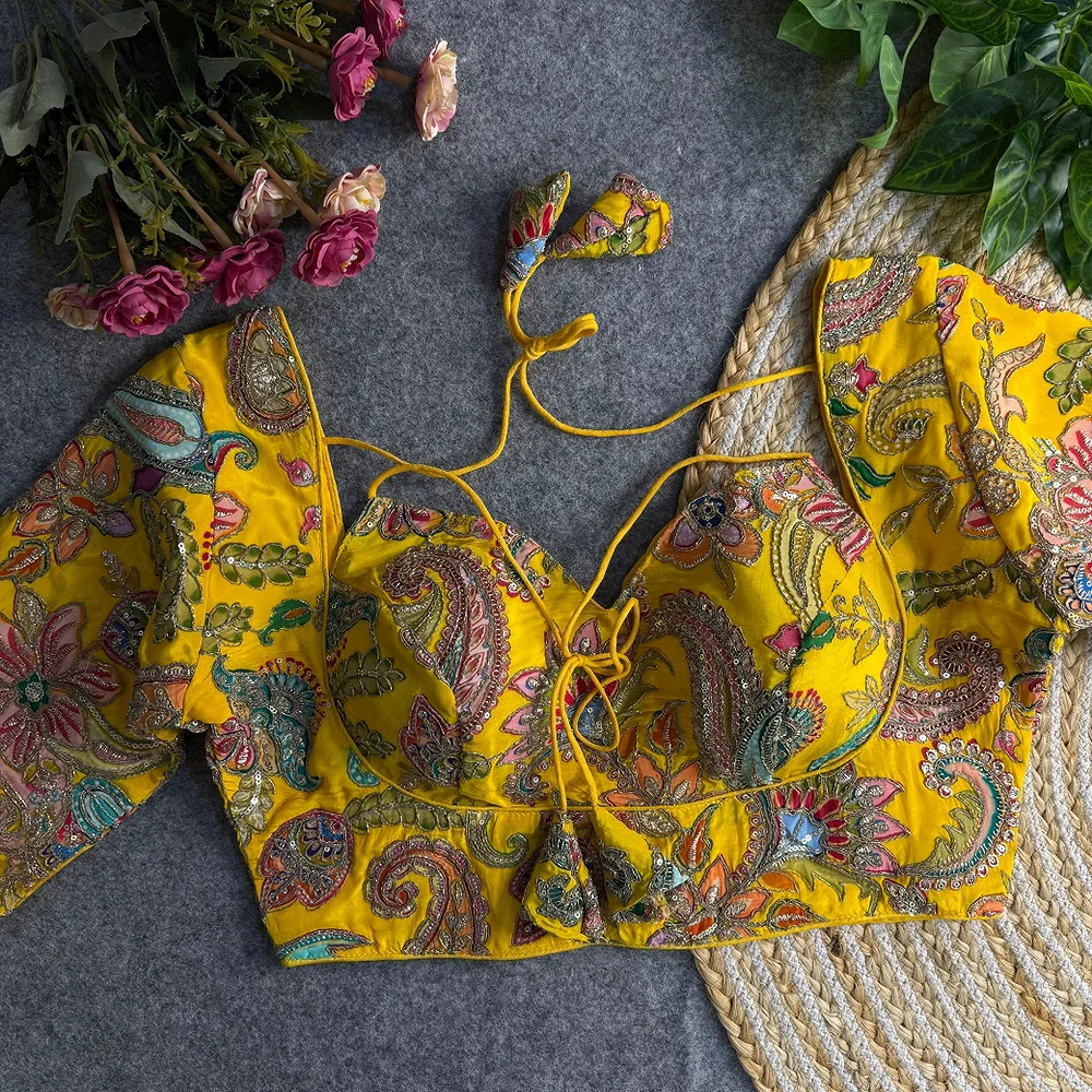 Yellow Color Navratri Style Readymade Blouse — view 1