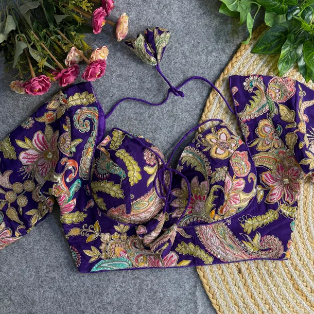 Purple Color Navratri Style Readymade Blouse