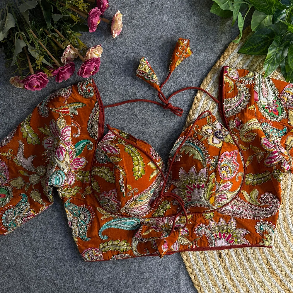 Copper Color Navratri Style Readymade Blouse — view 1