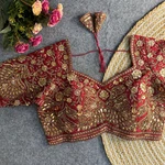 Maroon Heavy Codding & Sequin Bridal Blouse