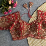 Red Heavy Codding & Sequin Bridal Blouse