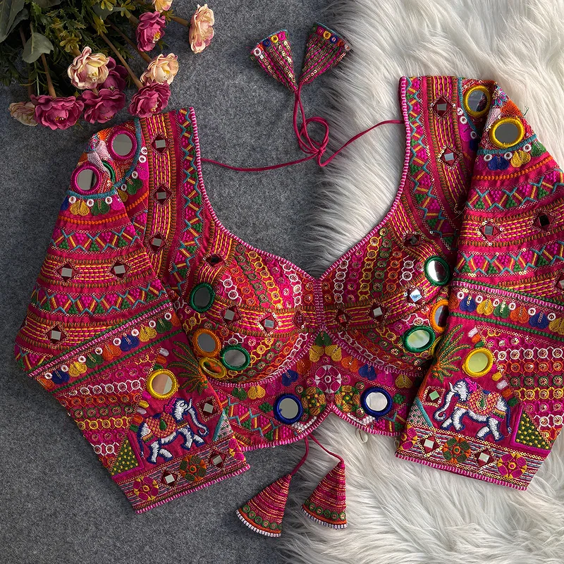 Rani Color Full Sleeves Navratri Blouse — view 1