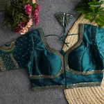 Morpeach Color Italian Silk Blouse with Heavy Beads and Sequence Work 