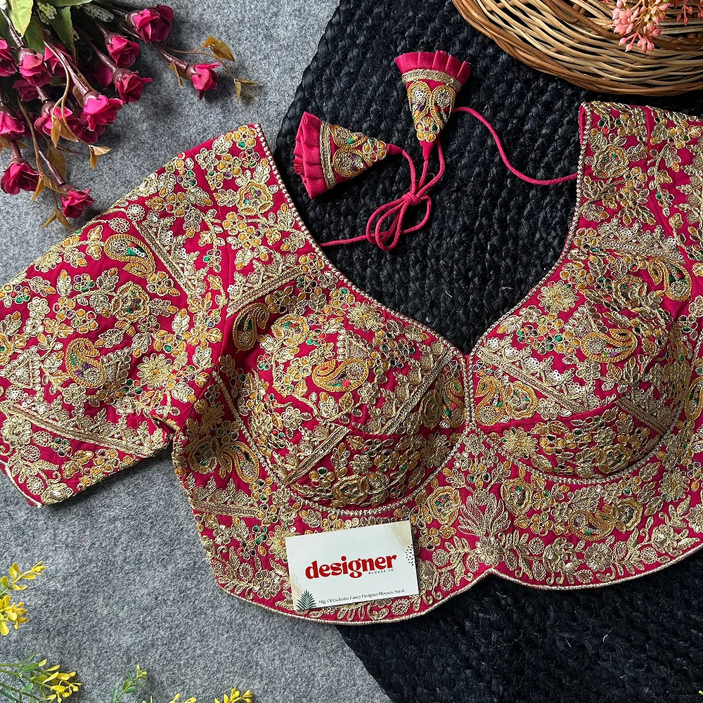 Rani Color Beautiful Apple-Cut Bridal Blouse with Embroidery — view 1