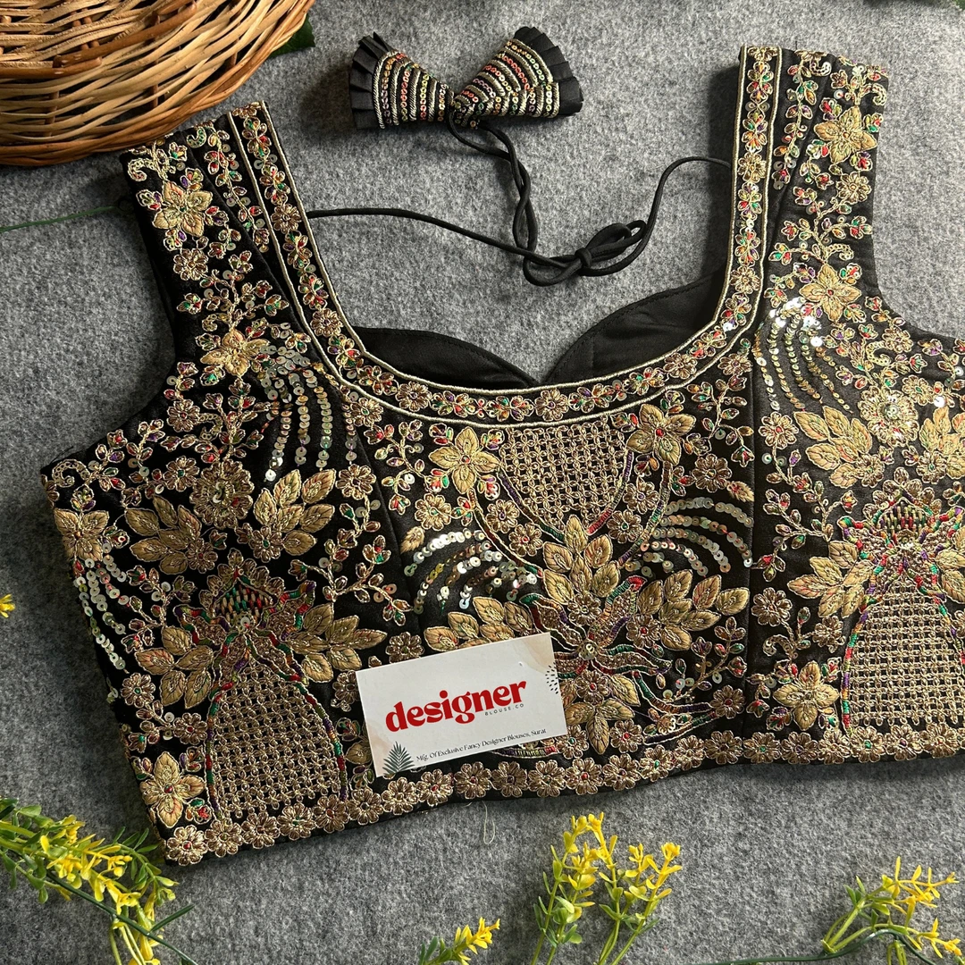Black Color Beautiful Heavy Embroidery Codding & Thread Work Bridal Blouse