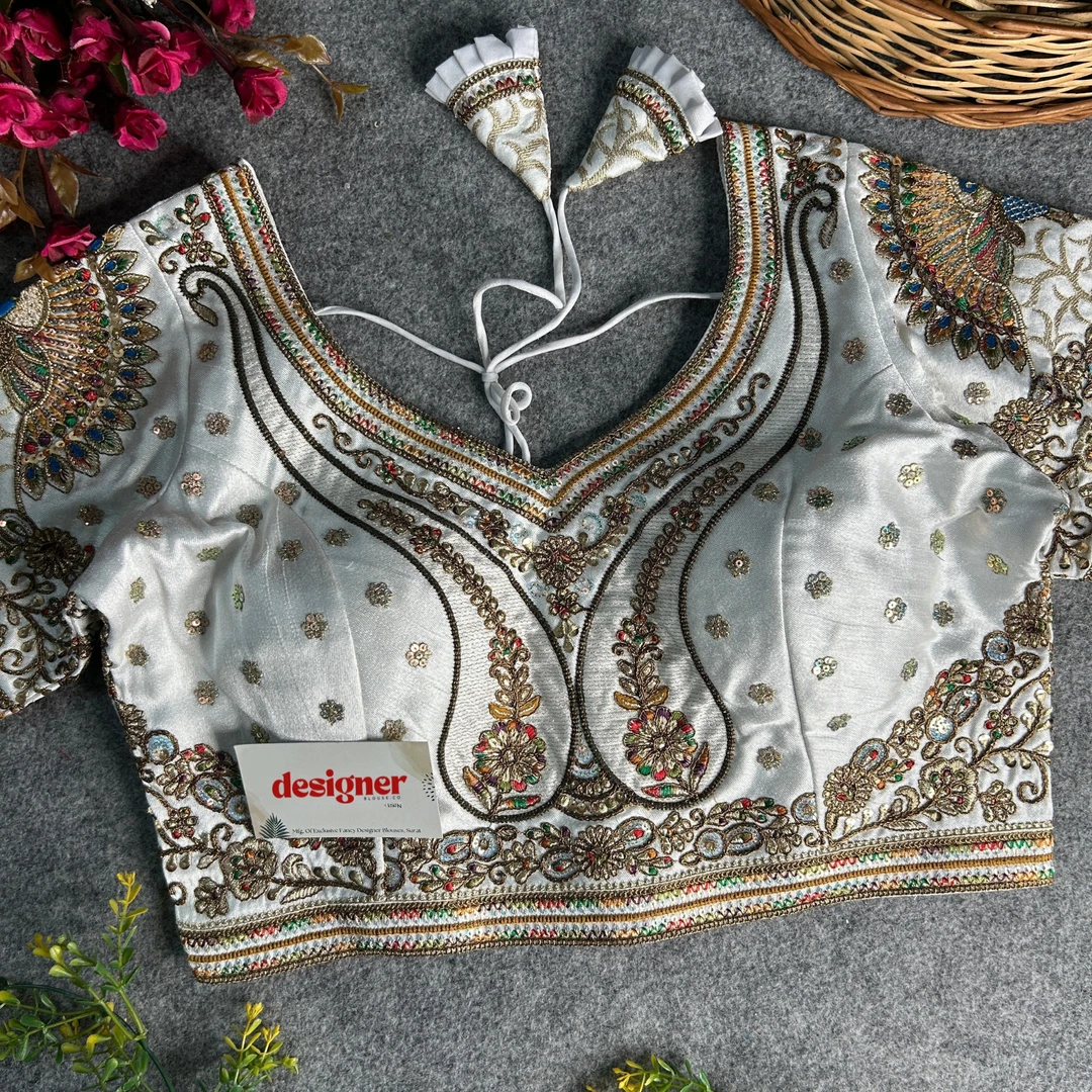 White Color Bridal Bliss Apple-Cut Codding Work Blouse