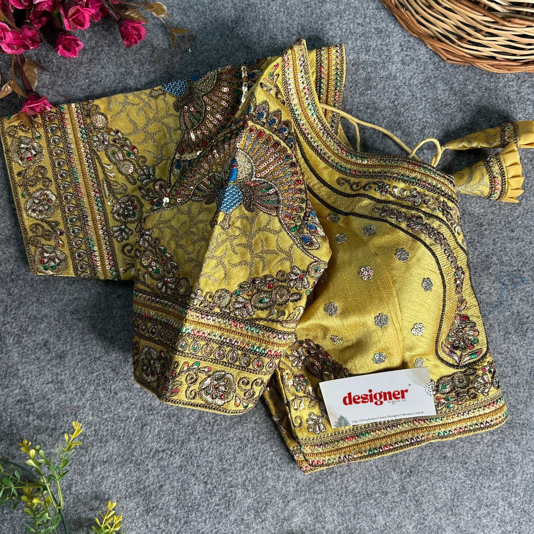 Gold Color Bridal Bliss Apple-Cut Codding Work Blouse