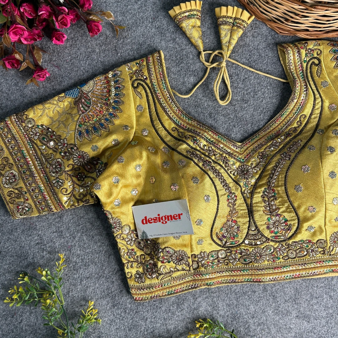 Gold Color Bridal Bliss Apple-Cut Codding Work Blouse