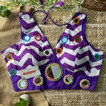 Purple Color Navratri Special Readymade Blouse with Mirror Work