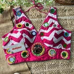 Rani Color Navratri Special Readymade Blouse with Mirror Work