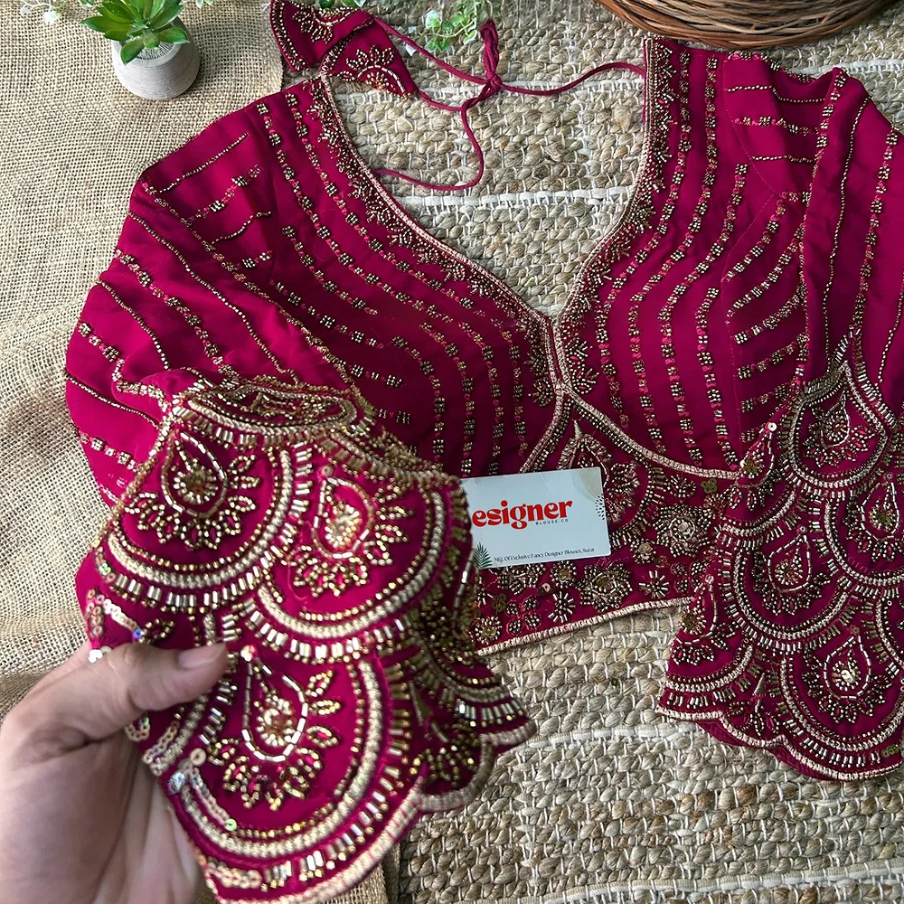 Rani Color Beaded Heavy Work Full Sleeve Readymade Designer Blouse — view 1