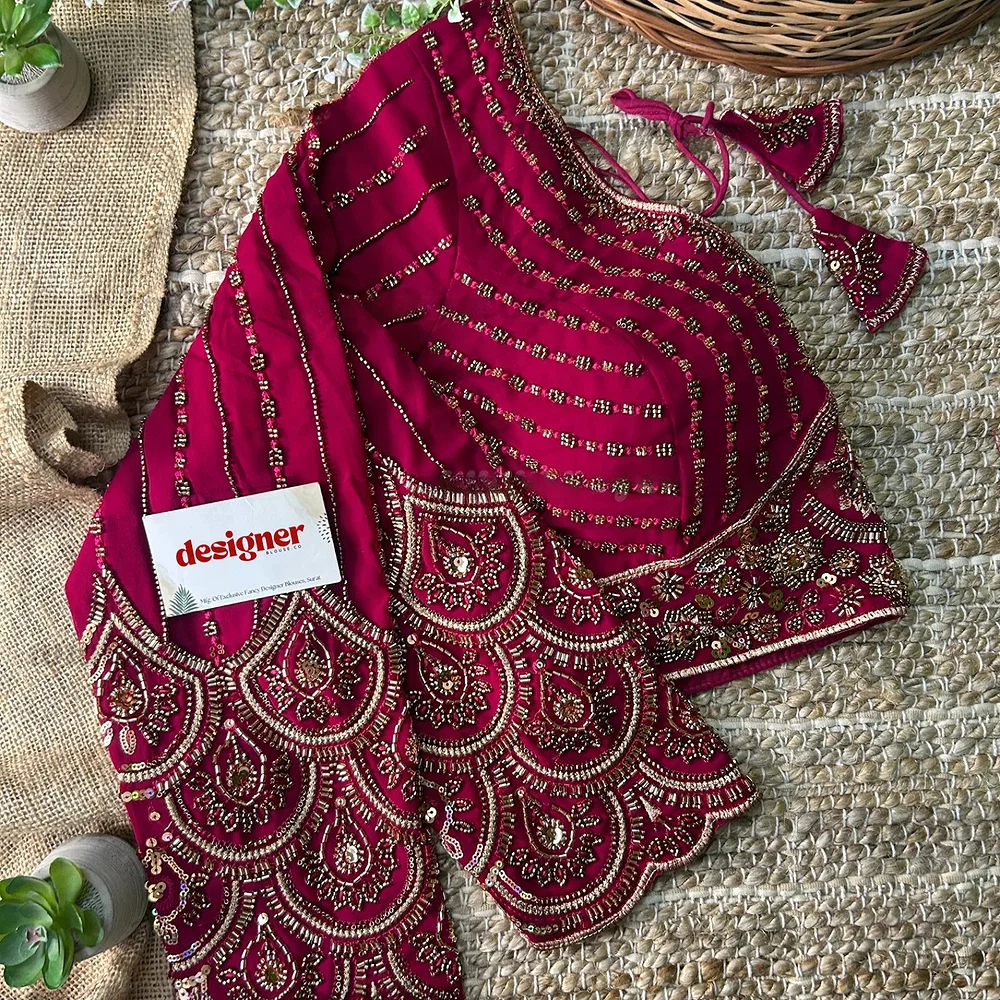 Rani Color Beaded Heavy Work Full Sleeve Readymade Designer Blouse — view 2