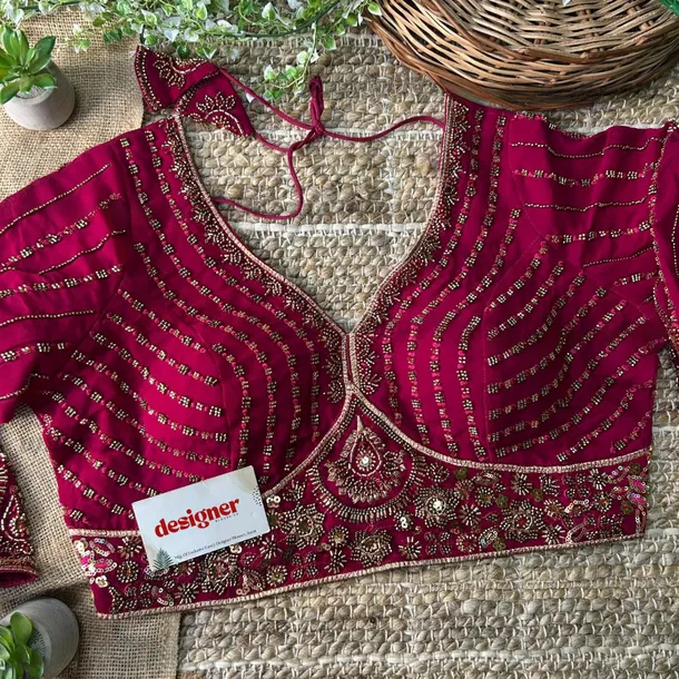 Rani Color Beaded Heavy Work Full Sleeve Readymade Designer Blouse