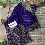 Purple Color Beaded Readymade Designer Blouse With Long Sleeves