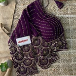 Wine Color Beaded Readymade Designer Blouse With Long Sleeves