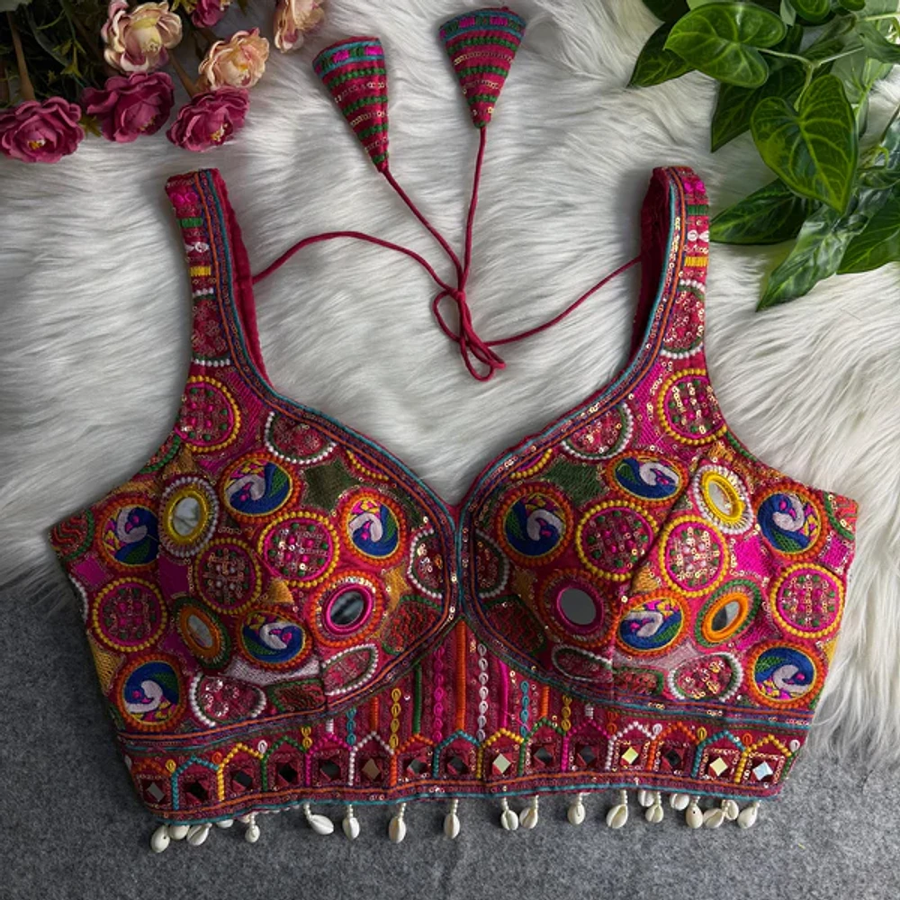 Rani Color Navratri Special Readymade Blouse for Garba Nights  — view 1