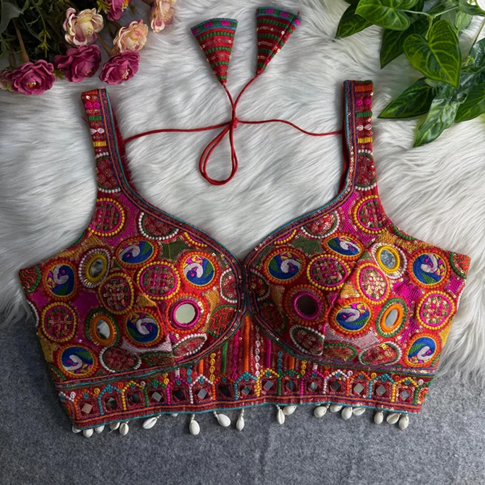 Red Color Navratri Special Readymade Blouse for Garba Nights  — view 1