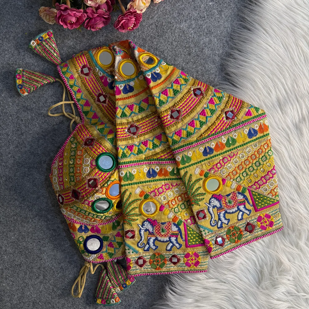 Golden Color Full Sleeves Navratri Blouse — view 3
