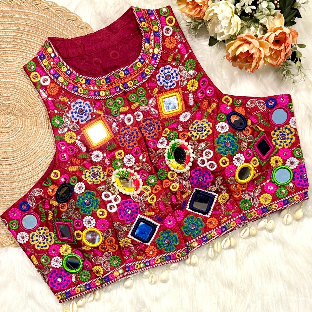 Maroon Color Navratri Special Readymade Halter Neck Blouse In Italian Silk