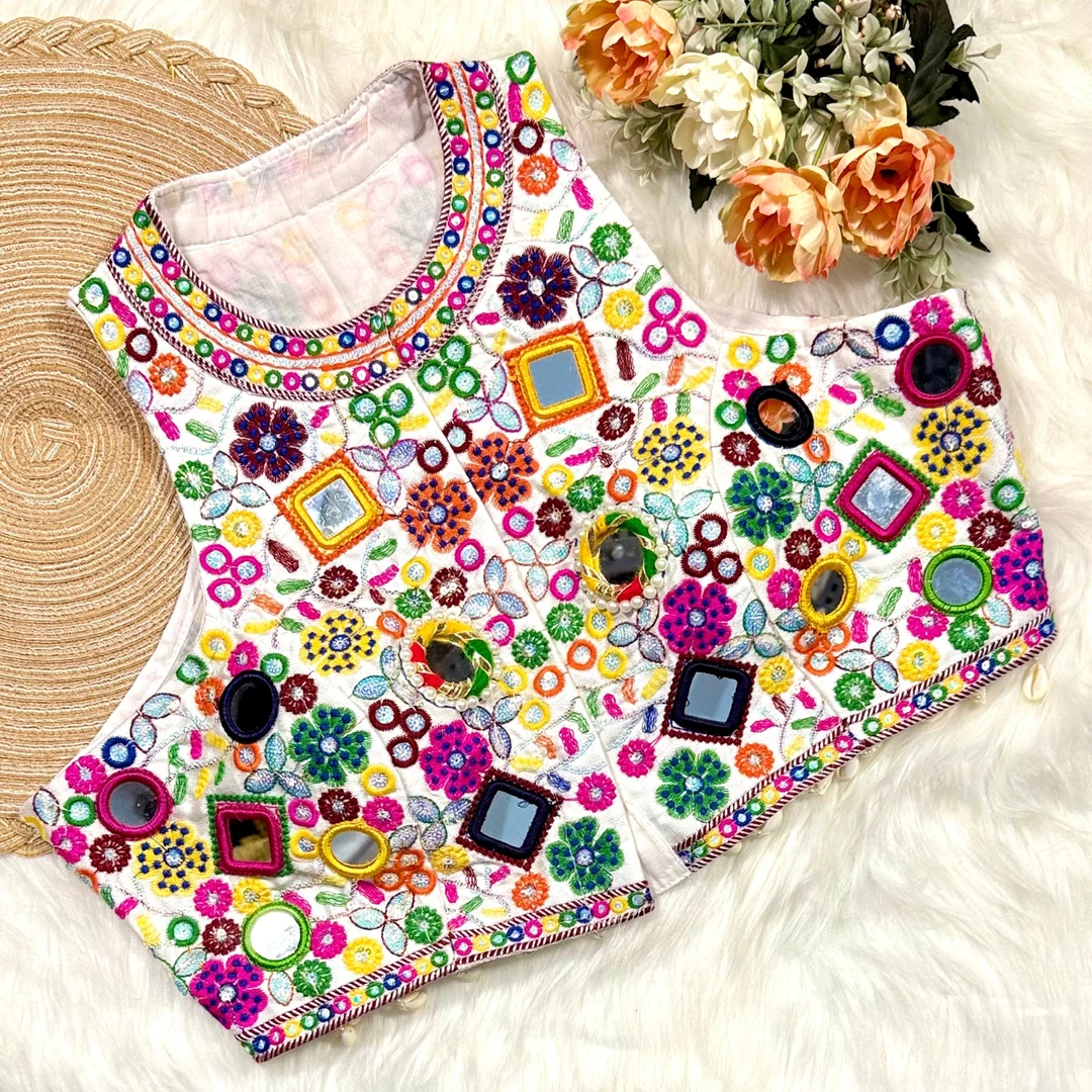 White Color Navratri Special Readymade Halter Neck Blouse In Italian Silk