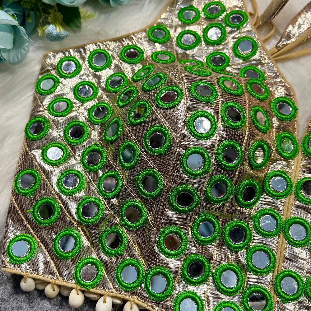 Green Color Navratri Special Readymade Mirror Work Blouse — view 3