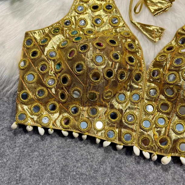 Yellow Color Navratri Special Readymade Mirror Work Blouse