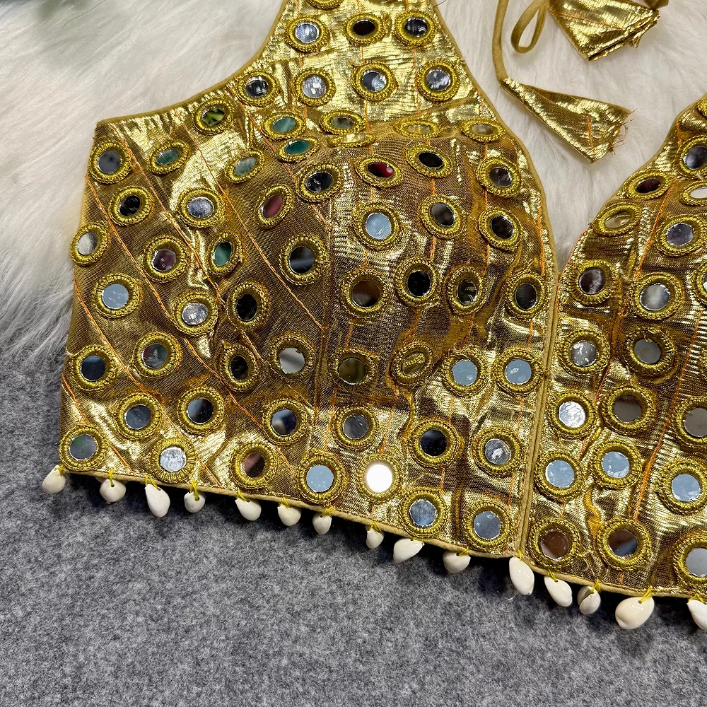 Yellow Color Navratri Special Readymade Mirror Work Blouse — view 3