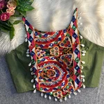 Mehndi Color Heavy Embroidered Readymade Blouse for Navratri