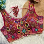 Rani Sleeveless Navratri Handwork Readymade Blouse for Garba Nights 
