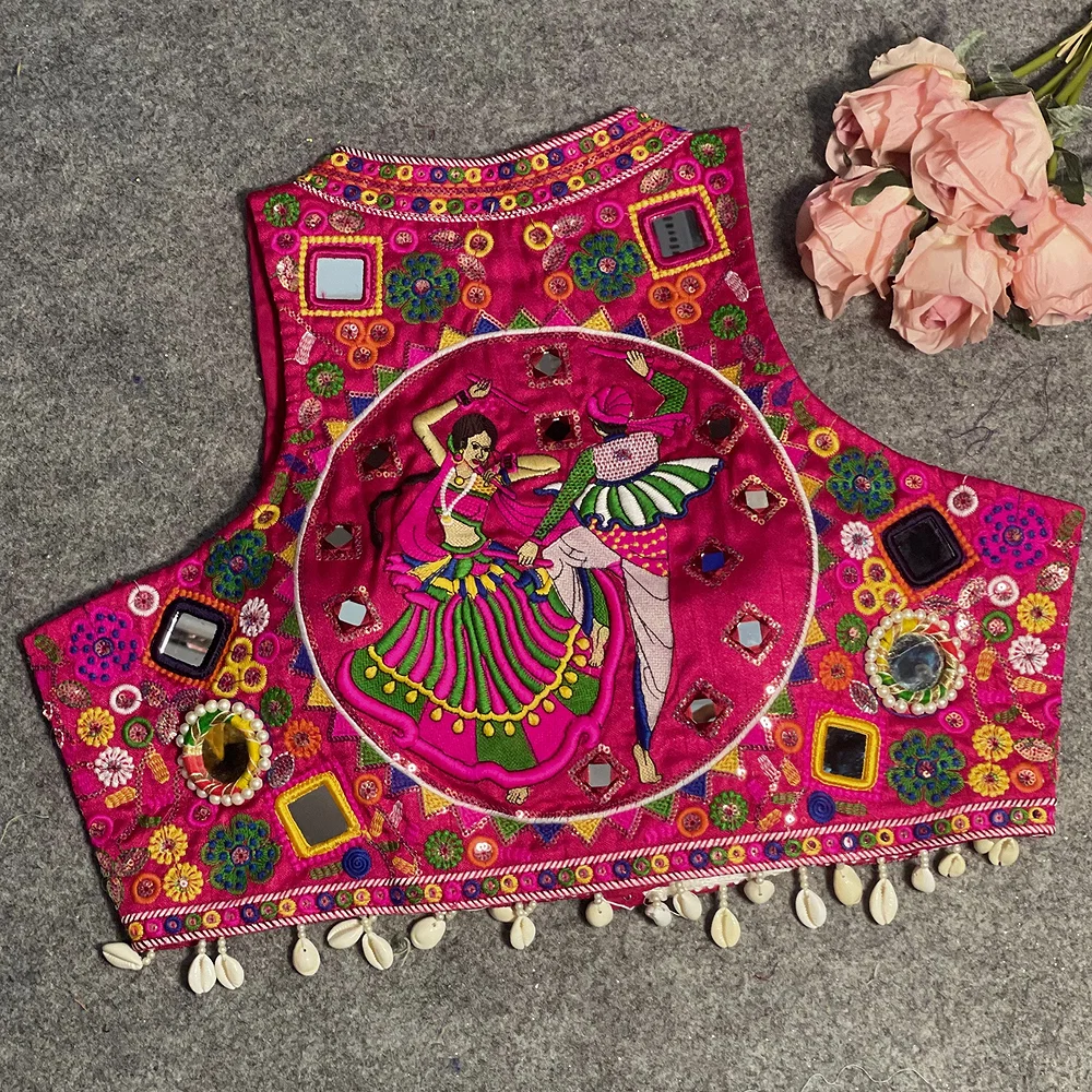 Rani Color Navratri Special Readymade Halter Neck Blouse In Italian Silk — view 1