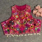 Rani Color Navratri Special Readymade Halter Neck Blouse In Italian Silk