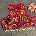Red Color Navratri Special Readymade Halter Neck Blouse In Italian Silk