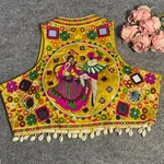 Yellow Color Navratri Special Readymade Halter Neck Blouse In Italian Silk