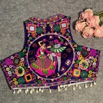 Purple Color Navratri Special Readymade Halter Neck Blouse In Italian Silk
