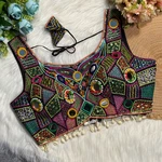 Black Sleeveless Navratri Handwork Readymade Blouse for Garba Nights 