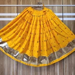 Yellow Color Multi Work Heavy Lace Readymade Chaniya for Navratri 
