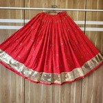 Red Color Multi Work Heavy Lace Readymade Chaniya for Navratri 