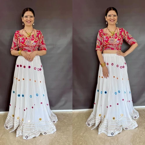 Position Print Chaniya Choli with Heavy Mirror Work for Navratri