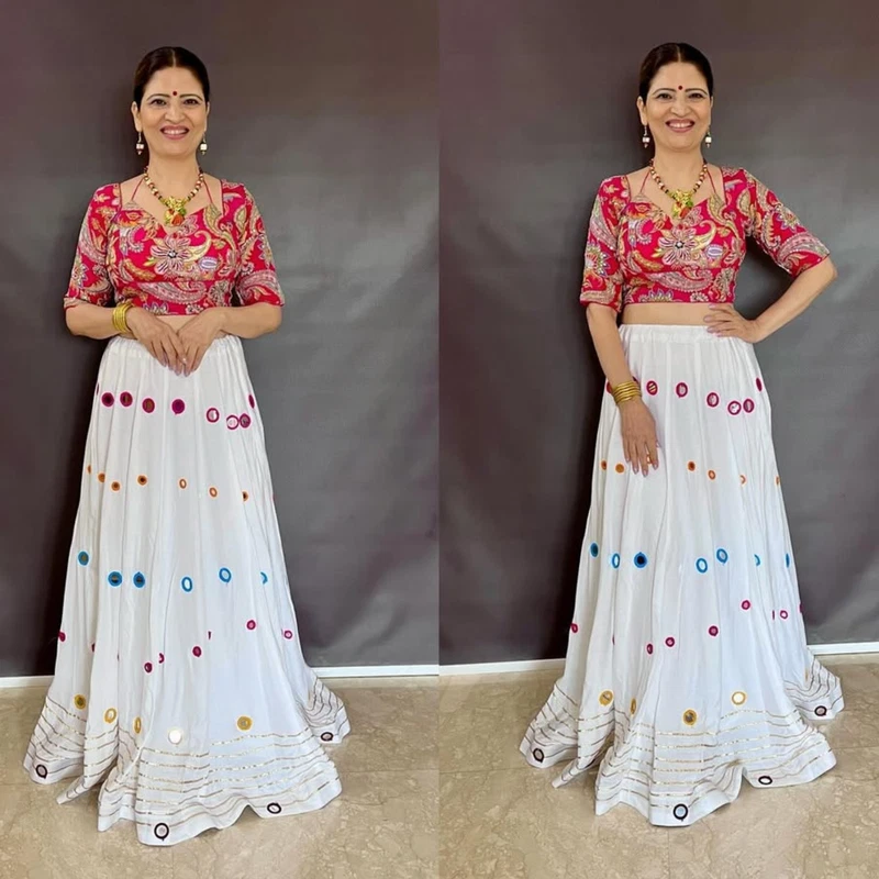 Position Print Chaniya Choli with Heavy Mirror Work for Navratri