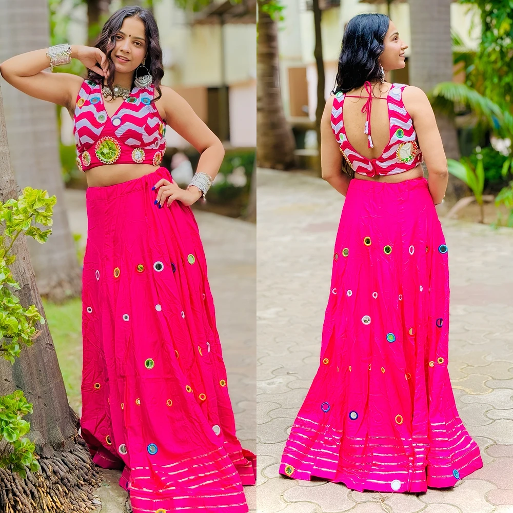 Heavy Mirror Work Chaniya Choli — view 1