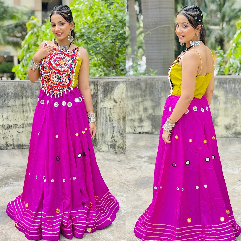 Stylish Mirror Work and Kodi Work Chaniya Choli Set — view 1