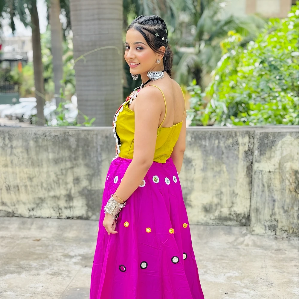Stylish Mirror Work and Kodi Work Chaniya Choli Set — view 2