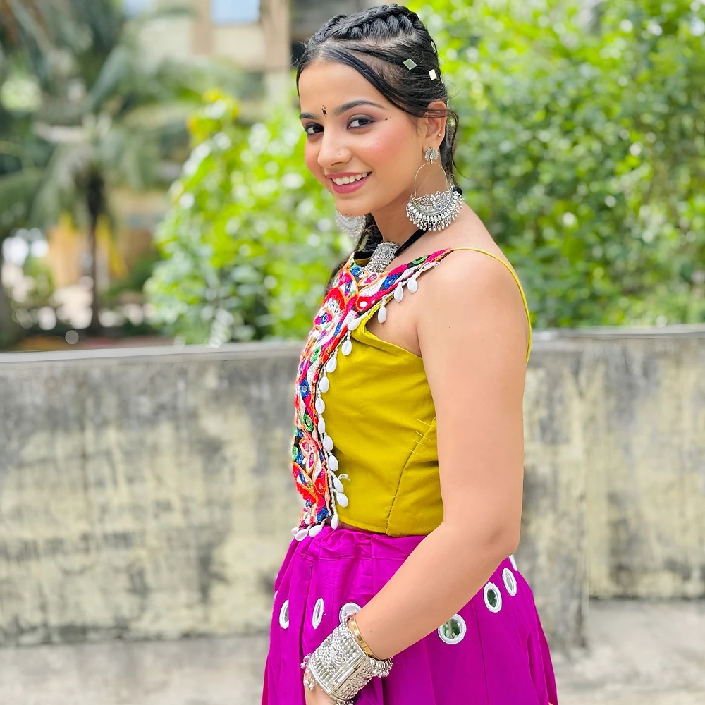 Stylish Mirror Work and Kodi Work Chaniya Choli Set — view 3