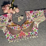 White Silk Heavy Full Work Flower Design Navratri Blouse