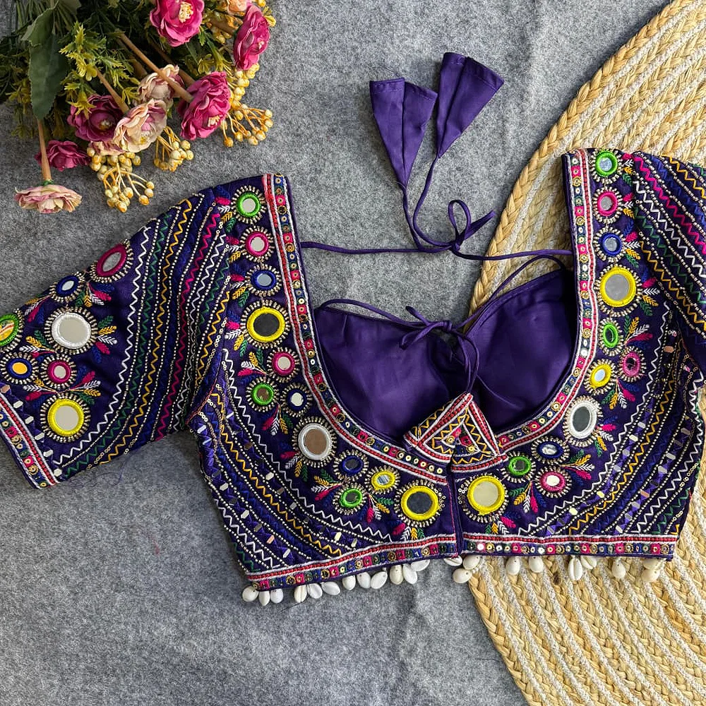 Purple Color Navratri Special Readymade Blouse — view 3