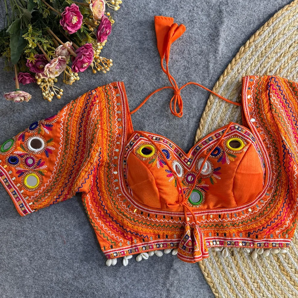 Orange Color Navratri Special Readymade Blouse — view 1