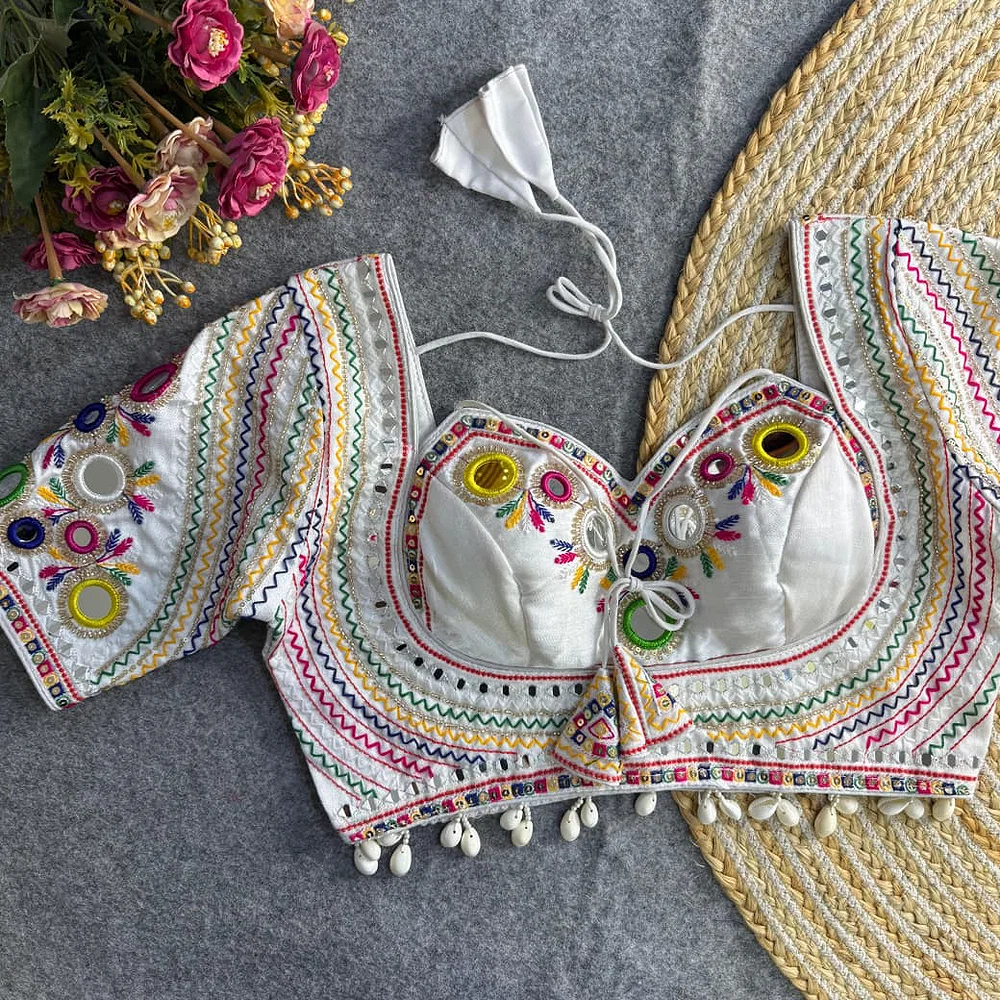White Color Navratri Special Readymade Blouse — view 1